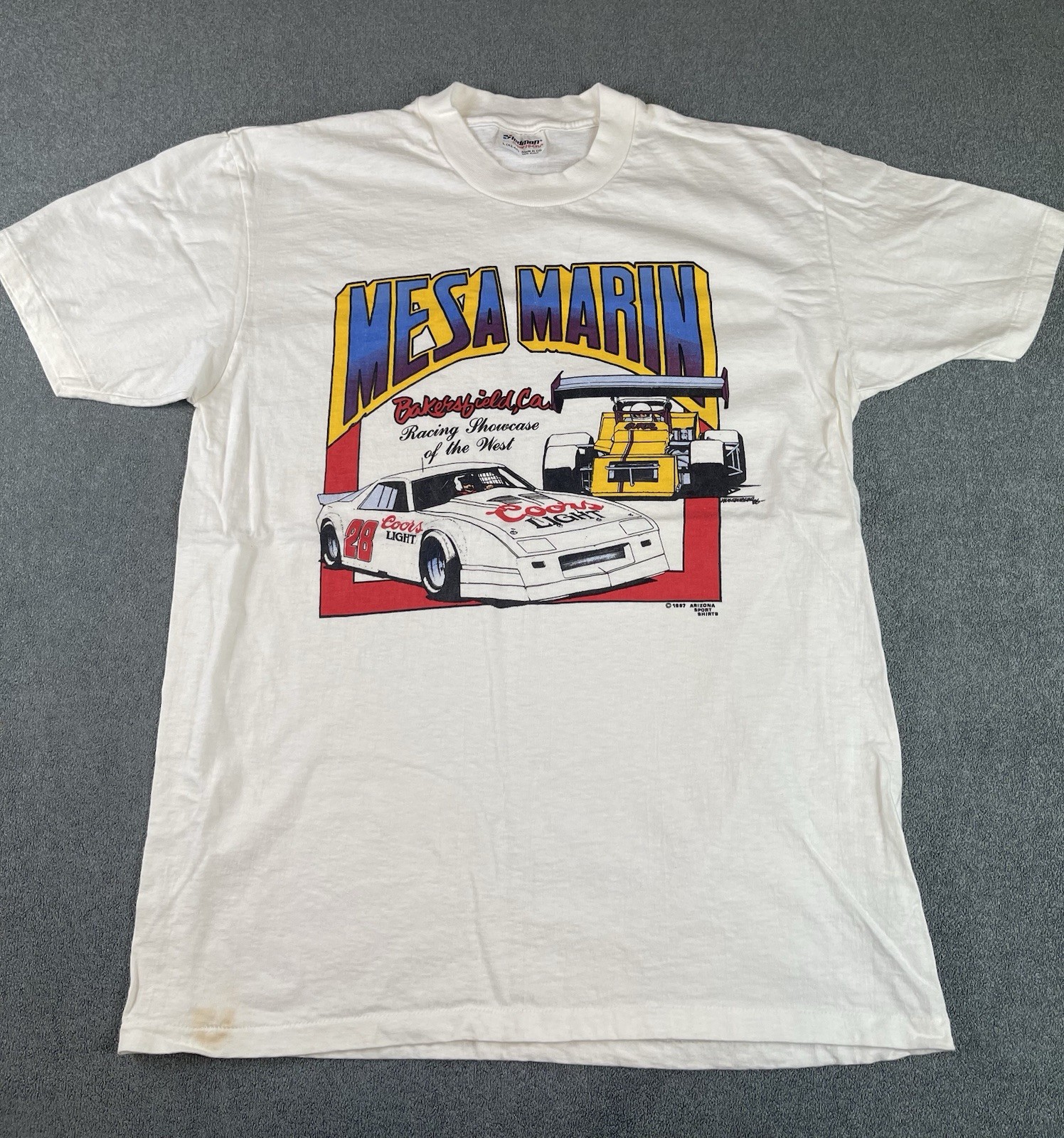 Vtg 1987 Mesa Marin Raceway Bakersfield Ca Racing Showcase T Shirt Sz Lg Nascar