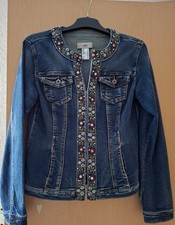 Jeansjacke mit Stickerrei Gr. 36 Blau Denim D...