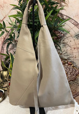 Borsa shopper  a sacca con manico vera pelle beige
