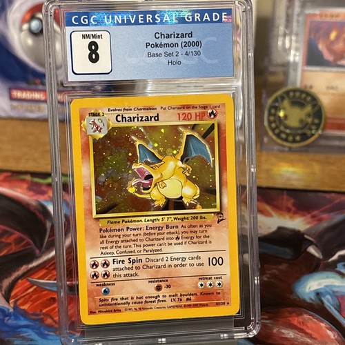 2000 POKEMON BASE SET 2 CHARIZARD CGC 8 With Infinity 8 Holo Pattern 🔥