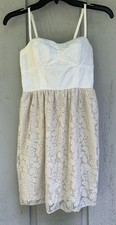 AMERICAN EAGLE Sweetheart Neck Beige Lace Trim Mini Dress Women's Size XS