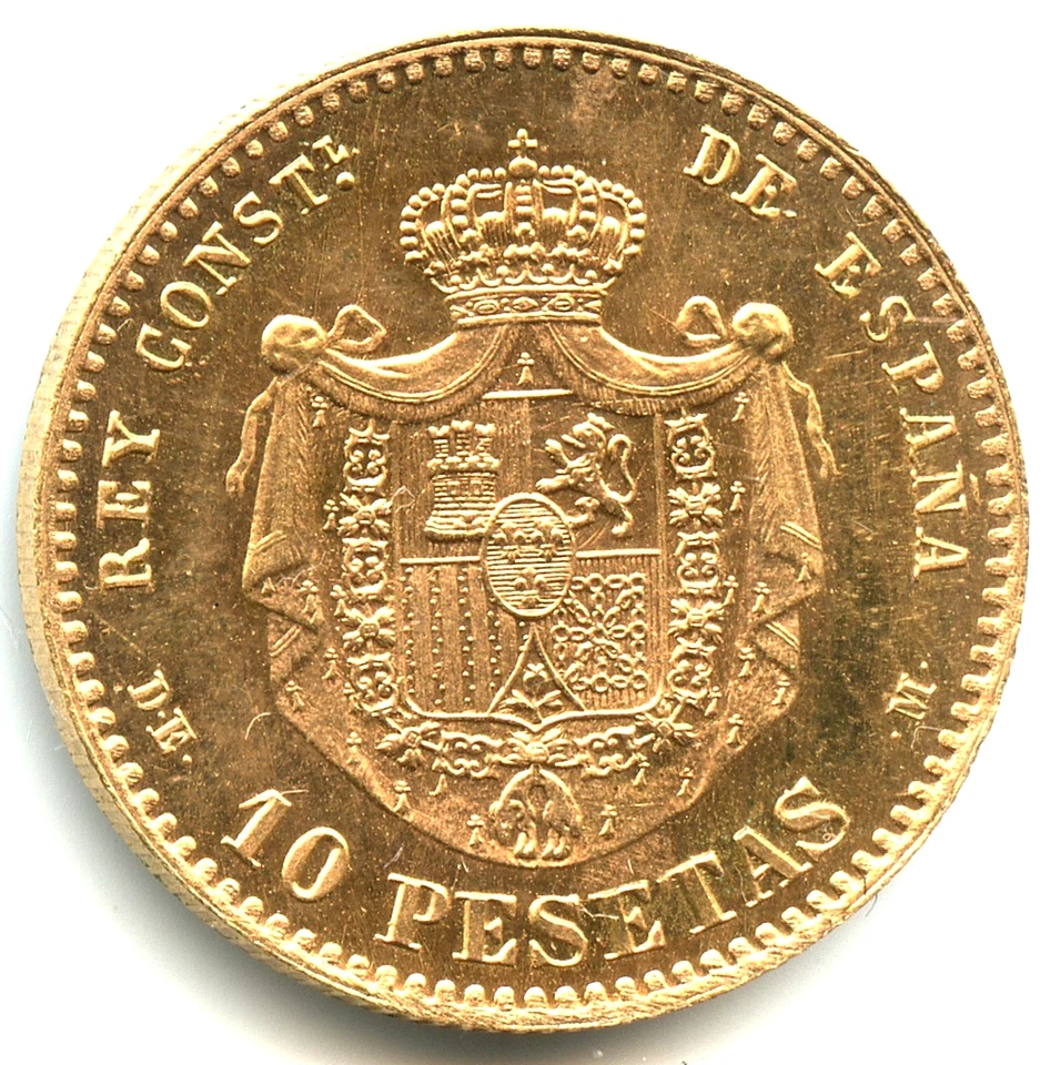 Spain 10 pesetas OR Alfonso XII 1878 * (restamped 1962) n°6374 - Image 2 of 2