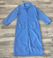 LL Bean blue fleece full length zip front robe size small petite