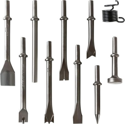 10Pcs Air Hammer Chisels Set, Carbon Steel Air Chisel Bits, Pneumatic Air Hammer