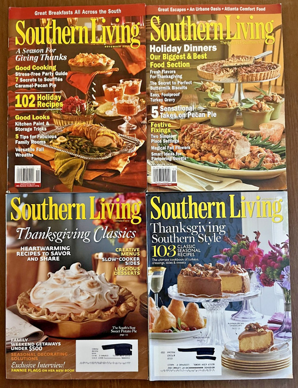 Southern Living Magazine 2005-2011 Lot of 4 Thanksgiving Holidays Recipes
