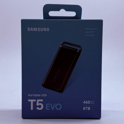 New Samsung Portable T5 EVO 8TB USB-C to USB-C SSD MU-PH8T0S/AM