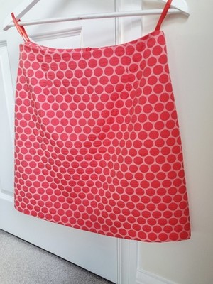 Qiero Womens Short A-line Summer Skirt UK 10 Lined Dotted Rose Pink Cotton 