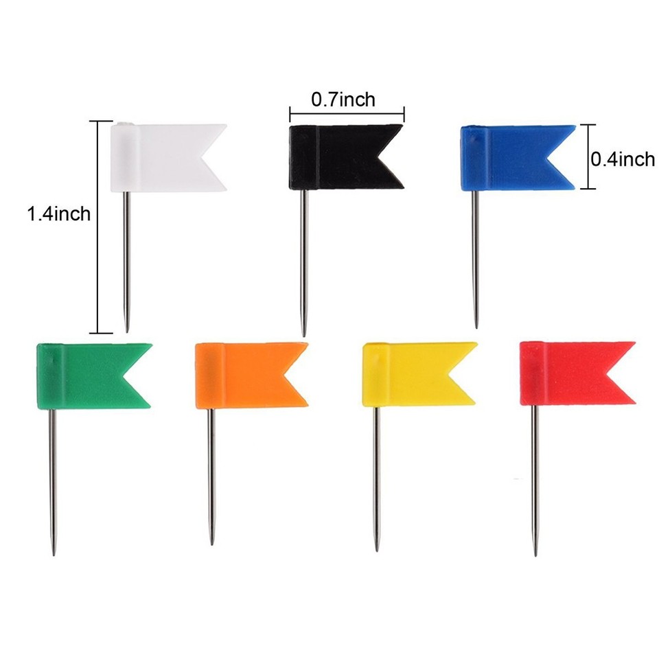 100pcs Map Flag Push Tacks Steel Tacks with Flags Head for Travel Map ...