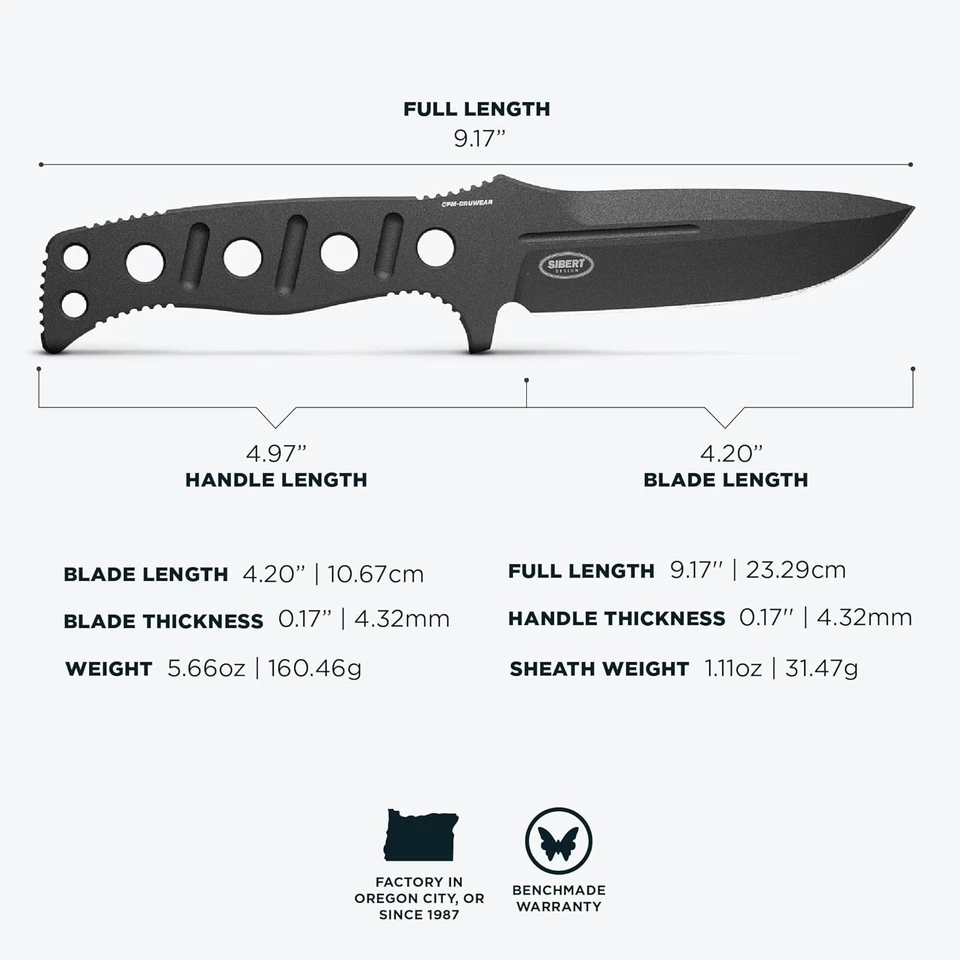 Cuchillo de hoja fija hecho en banco Adamas - Paracord negro - Punto de caída - Cobalto Foto 2 de 3