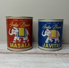 Rex London Indian Spice Tins Set 2 Elephant Metal Storage Masala Javitri 
