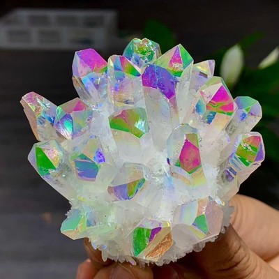 313G Angel Aura Quartz Titanium BismuthSiliconcluster Rainbow Crystals Stone