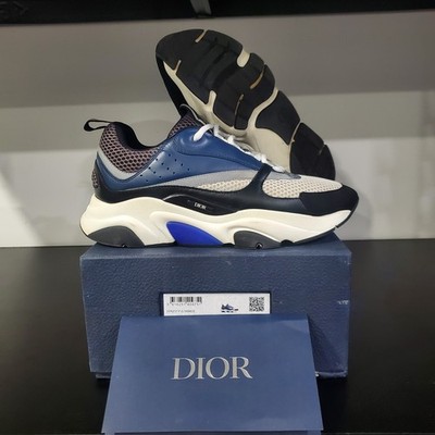 Dior Men B22 Sneakers Size US 9.5/ IT 42.5 White Blue Black Chunky Logo Trainers