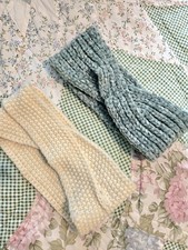 Knit Headbands Set in Cream and Blue Colors, Soft and Stylish Accessory