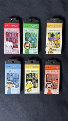 6 box set -Peanuts Charlie Brown Press-On Nail Kits by Rude Cosmetics NEW in box