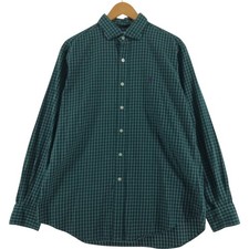 Vintage Ralph Lauren Golf wide-collar long-sleeved cotton check shirt size L...