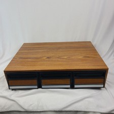Vintage 3 Drawer Storage Case 42 Cassette Tape Holder Wood Grain Finish