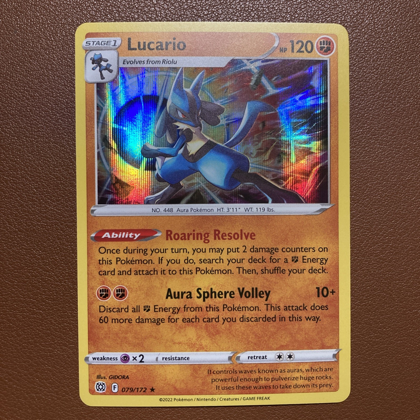 Lucario 079/172 Holo Rare Brilliant Stars Pokemon Holo Near Mint