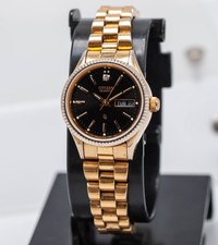 Vtg 1989 - Citizen 6000-914328KT Women's 25mm Gold Tone Day Date Quartz Watch