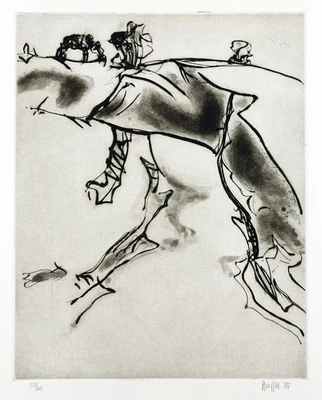 Abstrakte Landschaft 1995. Grosse Aquatinta Helmut PFEUFFER (*1933) handsigniert - Bild 1 von 3
