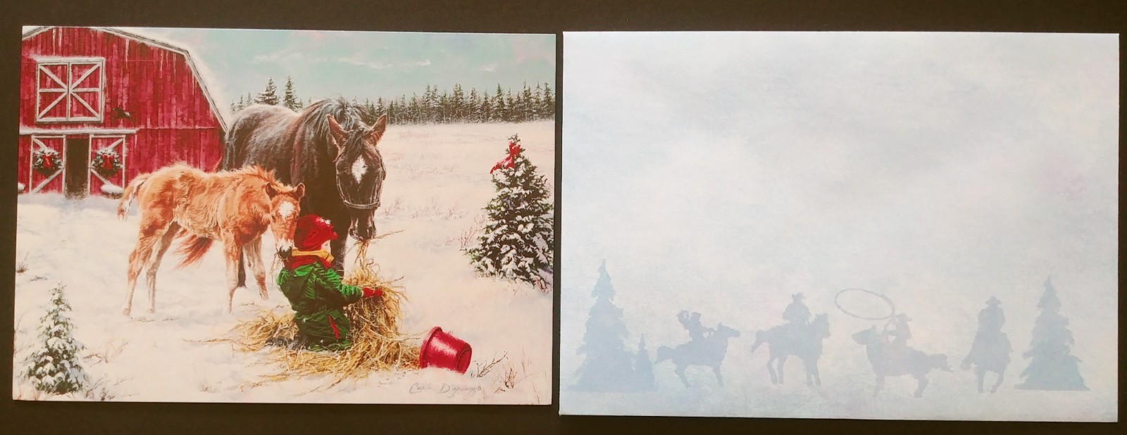 "Western Kiddos" (4) Leanin Tree Christmas, New YR Cards, New With (4) Envelopes