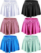6 Pcs 2 in 1 Flowy Running Shorts with Pockets Butterfly Gym Shorts Summer Women