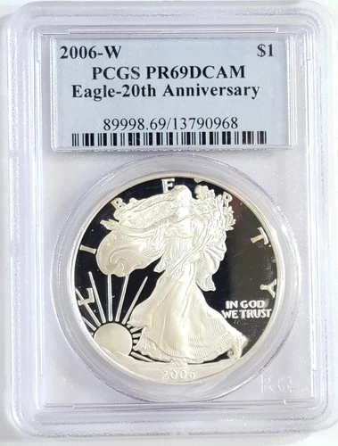 2006-W Proof American Silver Eagle PCGS PR 69 DCAM 20th Anniversary Ultra Cameo