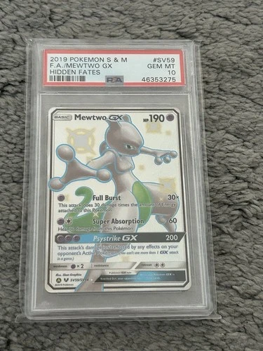 Pokémon TCG Mewtwo GX Hidden Fates SV59/SV94 Holo Full Art Ultra Rare PSA 10