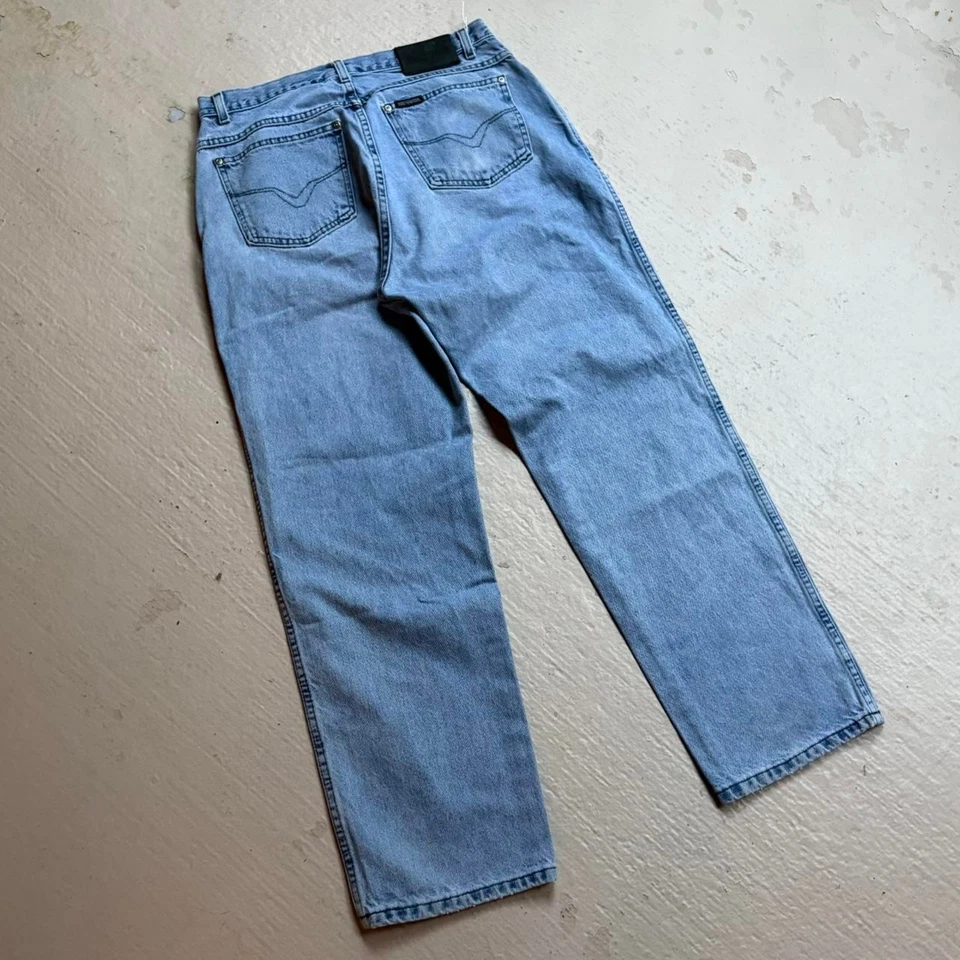 Jeans masculino vintage anos 90 Harley Davidson lavagem leve 32x29 - Imagem 2 de 4