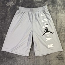 Jordan Shorts Boys Size L 12-13 YRS Gray Mesh Athletic Basketball Summer Gym