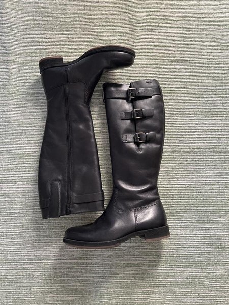 Women Ecco Boots Black Leather 38 #3QXD