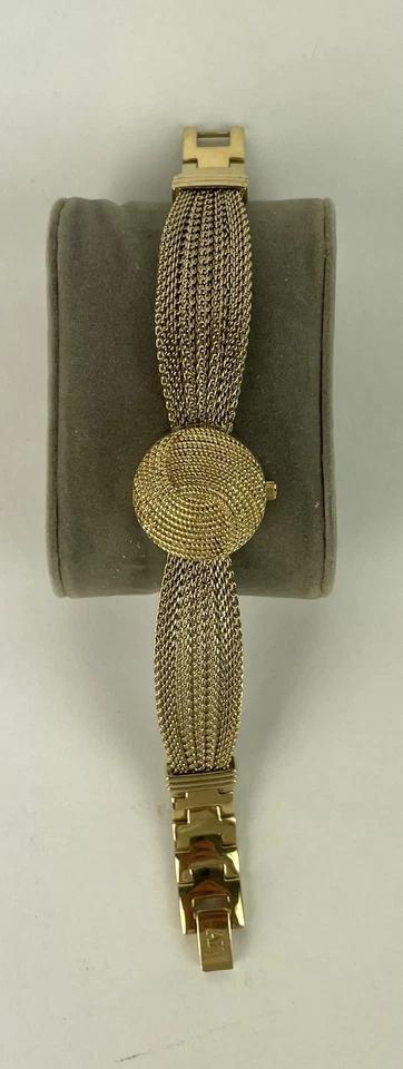 VTG 80s Gold Tone Anne Klein Diamond Women Hidden Dial Peek A Boo Watch UNTESTED - Image 2 of 4