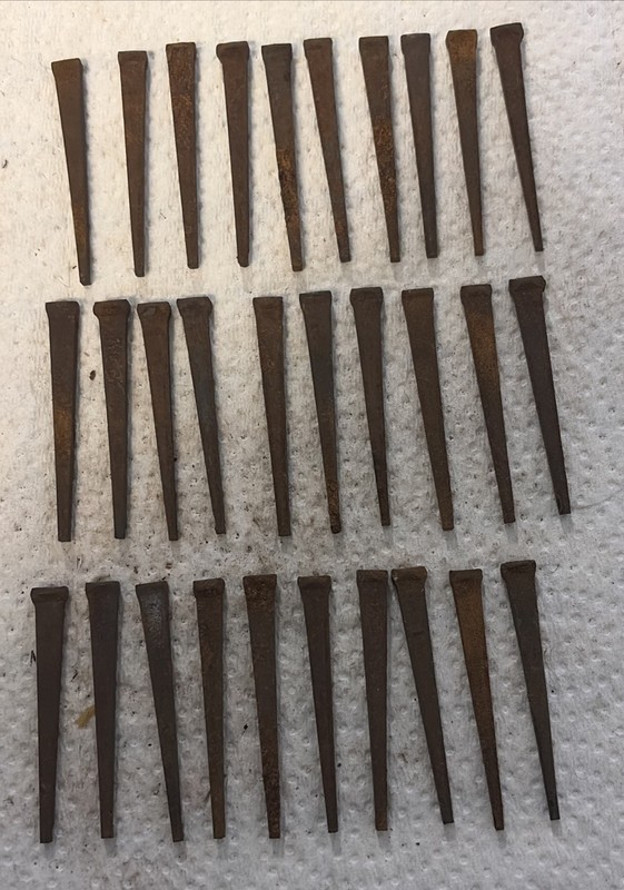 30 Antique 2-1/4" Square Cut Nails Rusty Patina Primitive Old Stock