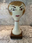 Vintage Stangl Pottery Ceramic Wig Hat Stand Blonde Lady