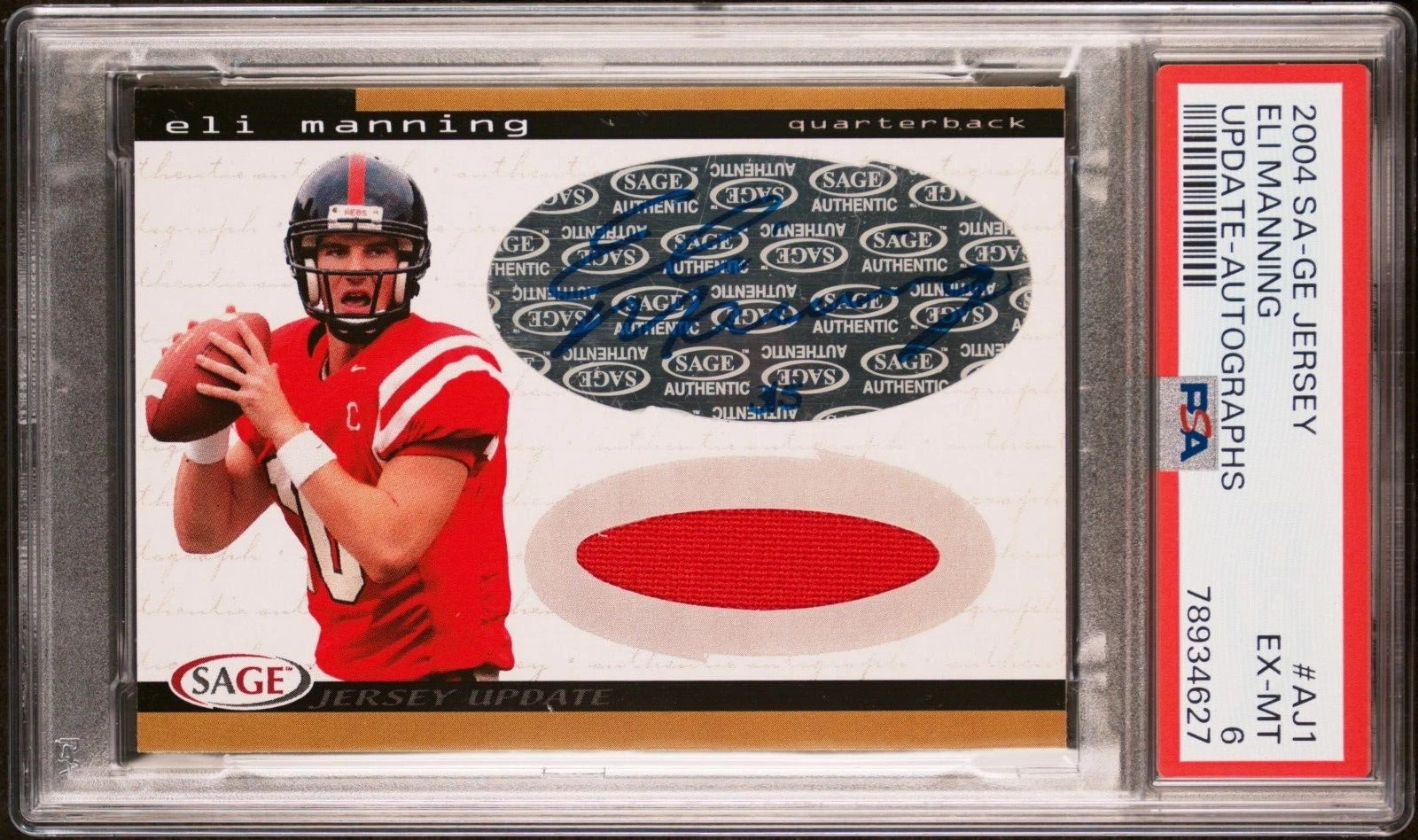 Eli Manning SA-GE Jersey Update Autographs #AJ1 Base
