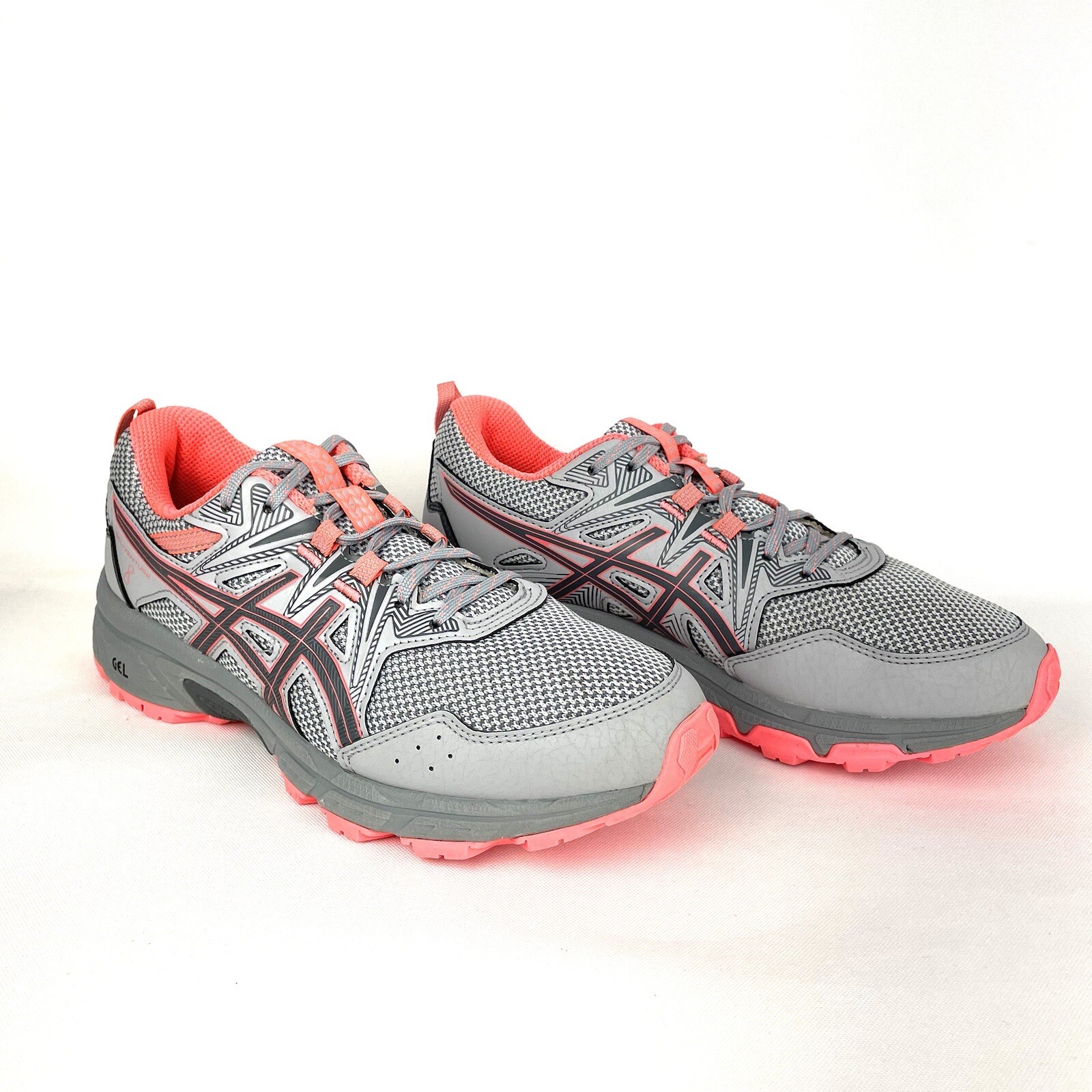 ASICS GEL-Venture 8 Women Running Sneakers Size 8.5 Gray/Coral Pre-Owned