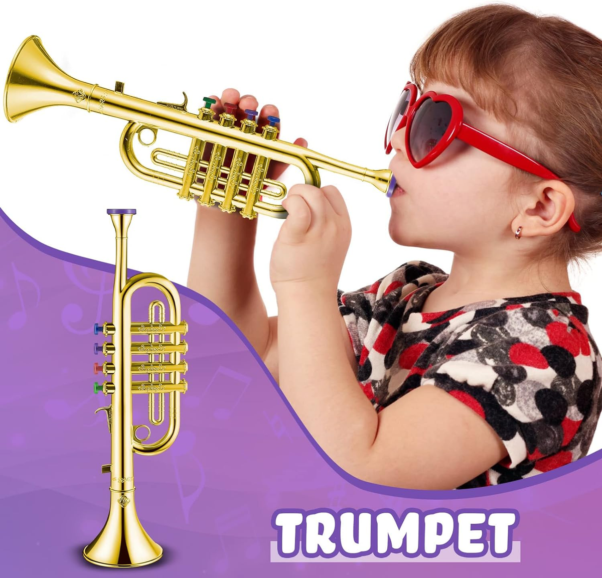 Trompette Ou Saxophone Jouet 35 Cm – 4 Ou 8 Touches – Instrument à Vent En Plastique – Couleur Aléatoire – Dès 3 Ans