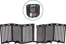 Arf Pets Freestanding Dog Gate with Door, Foldable 6 Panel Wooden Fence