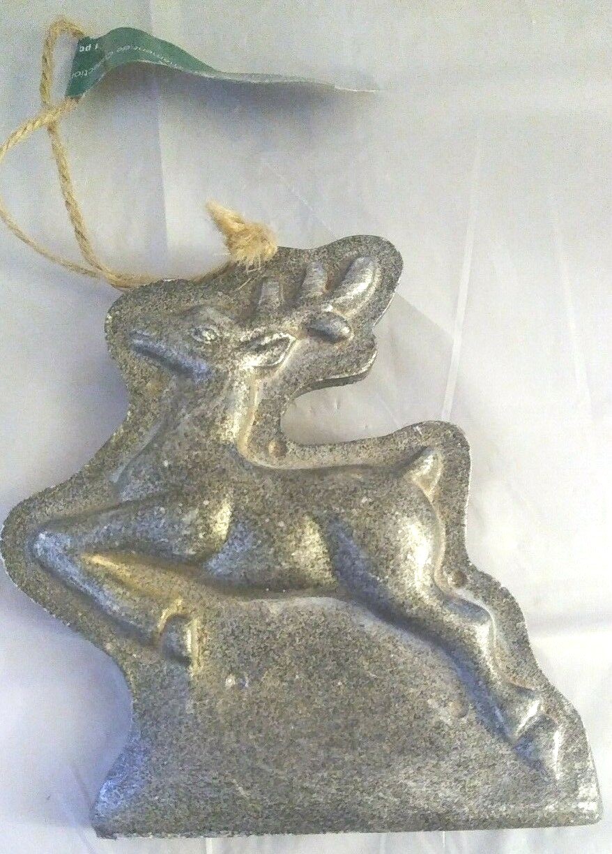 Prancing Reindeer Resin Ornament Vintage Style Molded 4.25