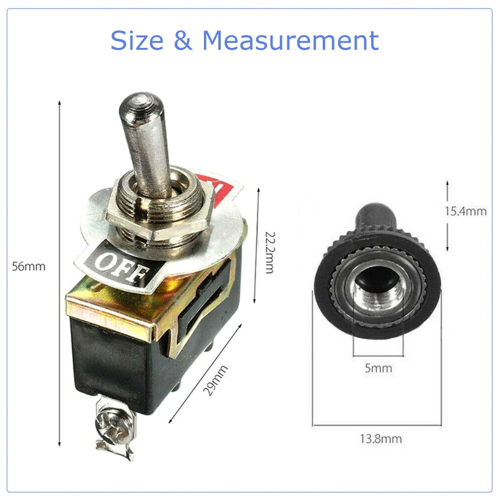 5X 12V SPST Solid Metal Toggle Switch ON/OFF Single Pole for Marine ...