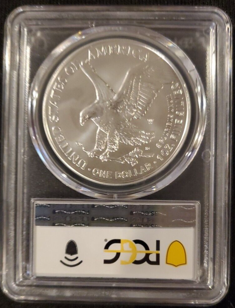 2023 W PCGS BURNISHED SP70 ADVANCED RELEASE SILVER EAGLE BLUE FLAG