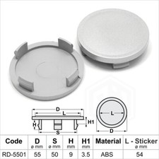 4x Alloy Wheel Hub Center Caps 55x50 Mm Covers Universal Rim Abs Plastic No Logo