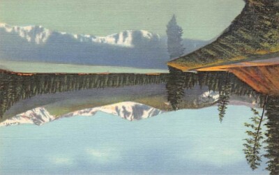 Postcard WY: Sylvan Lake, Sylvan Pass, Yellowstone NP, Wyoming, Vintage Linen
