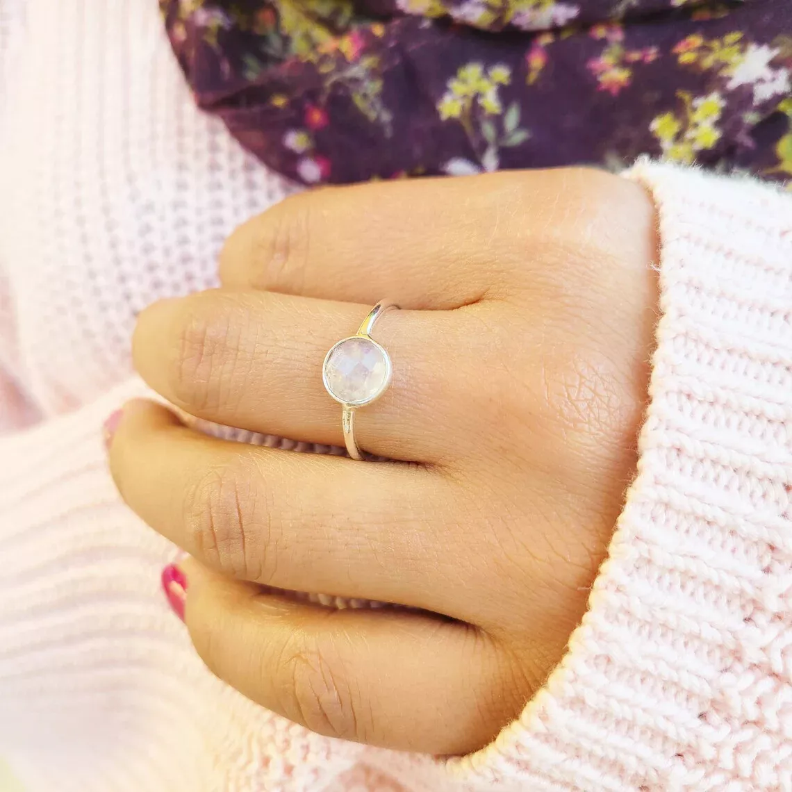 Sailor Moon -Moonstone Ring With Crescent Moon – Fine and Flux Jewelry