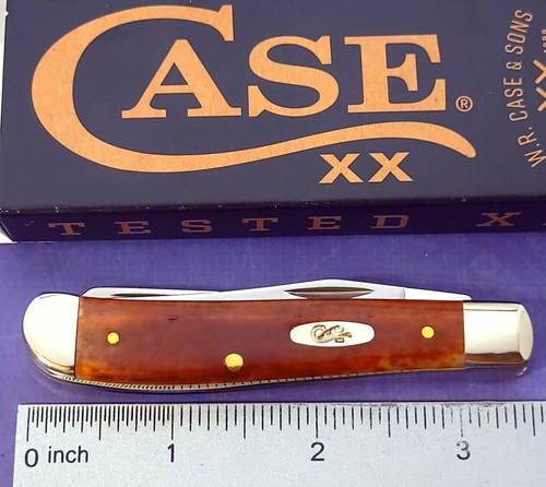 CASE XX Knife Made in USA 6207 SS Mini Trapper Smooth Chestnut Bone ...