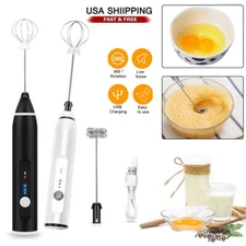 Electric Milk Frother USB Rechargeable 3 Speeds Handheld Whisk Mixer Stirrer Egg