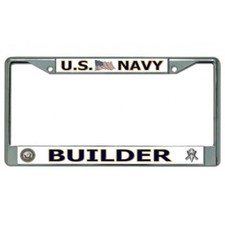 U.S. Navy Builder Military Chrome License Plate Frame made in usa