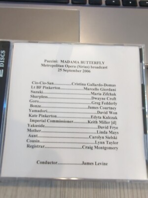 Live Opera Recording CD -1281 Madama Butterfly Domas Giordani Zifchak Croft