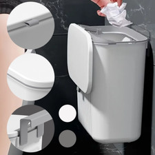 9L Wall Mounted Waste Bin Kitchen Cabinet Door Cupboard Hanging Trash Can W/ Lid