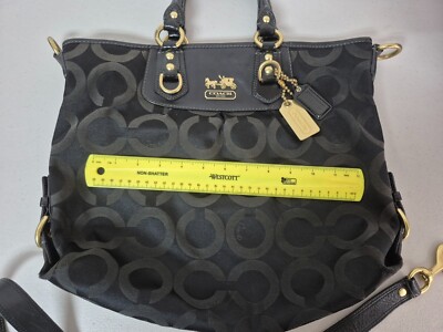 Auth COACH #12963 Madison OP Art Signature Logo Julianna Satchel