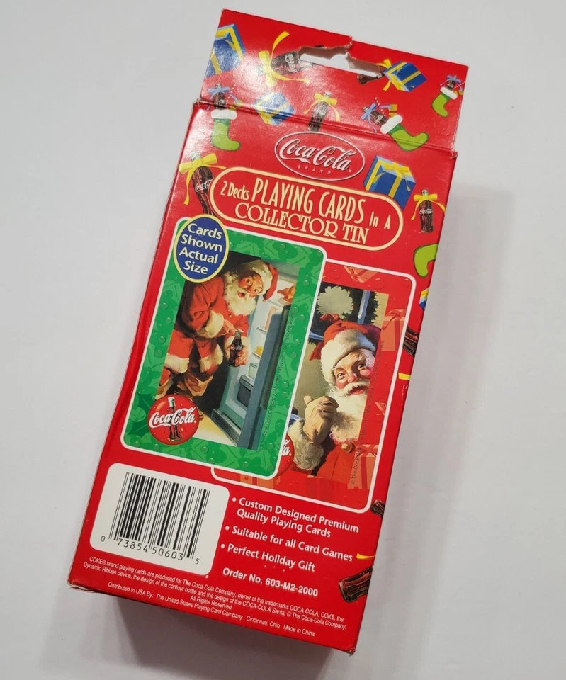 COCA COLA NOSTALGIA PLAYING CARDS IN TIN TWO SEALED DECKS HOLIDAYS SANTA - Image 3 of 3